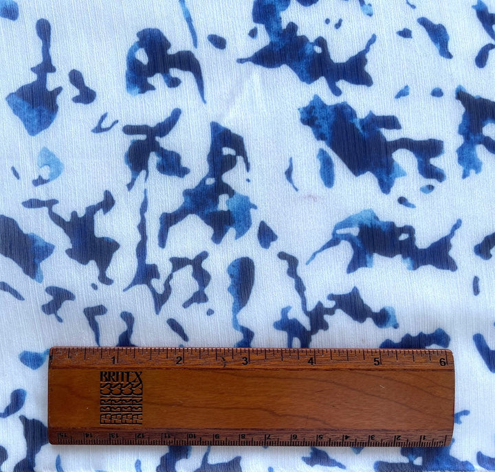 Semi-Sheer India Ink Splatters Crinkled Polyester Chiffon