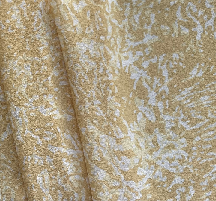 Mottled Camel & Natural Rayon Viscose Crepe de Chine (Made in Italy)