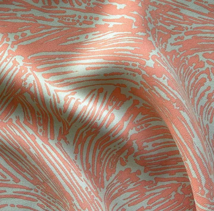 Mid-Weight Summertime Apricot & Beige Stretch Rayon Viscose  (Made in Italy)