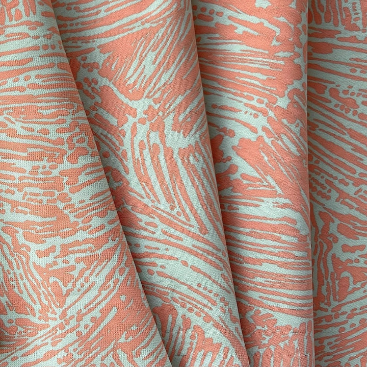 Mid-Weight Summertime Apricot & Beige Stretch Rayon Viscose  (Made in Italy)