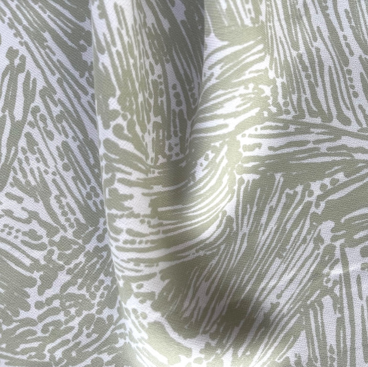 Mid-Weight Summertime Sage & White Stretch Rayon Viscose  (Made in Italy)