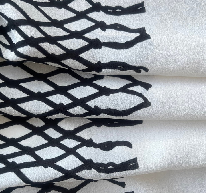 90" Panel - Light-Weight Silhouetted Fishing Net Rayon Viscose Crepe de Chine (Made in Italy)
