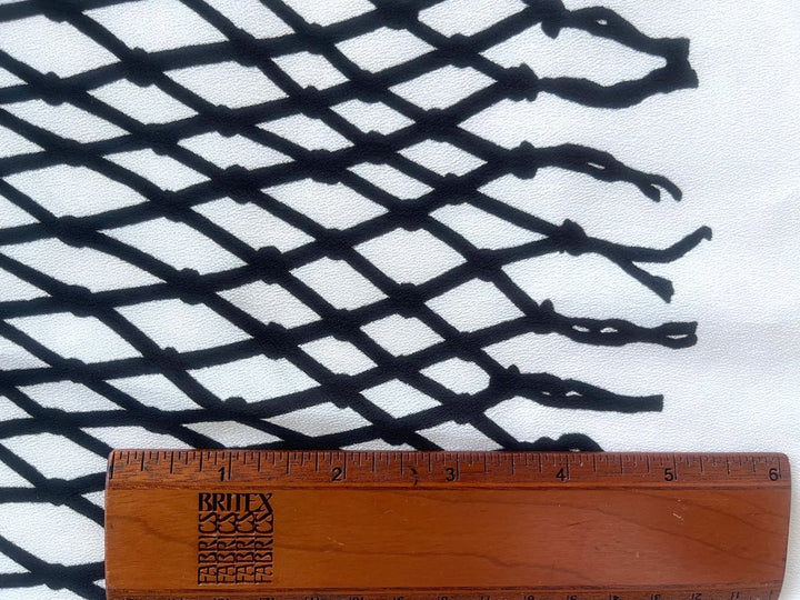 90" Panel - Light-Weight Silhouetted Fishing Net Rayon Viscose Crepe de Chine (Made in Italy)