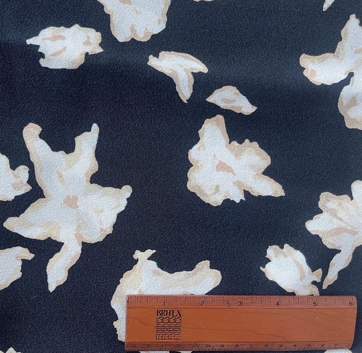 63" Panel - Shadowed Bearded Irises on Onyx Rayon Viscose Crepe (Made in Italy)