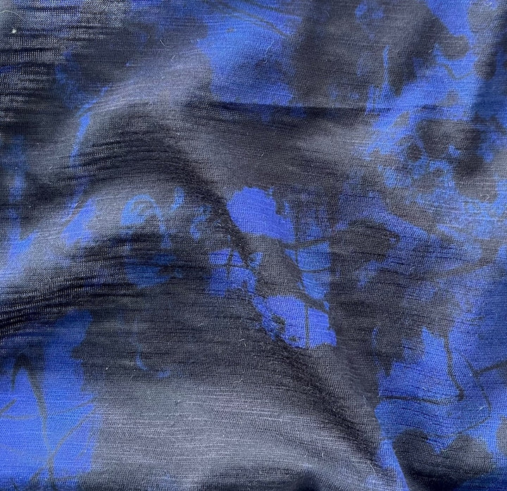 Ultramarine Blue & Black Splatters Cotton Tissue Jersey Knit (Made in Japan)