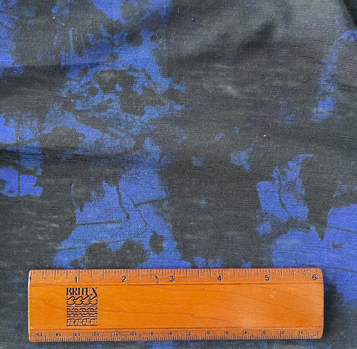 Ultramarine Blue & Black Splatters Cotton Tissue Jersey Knit (Made in Japan)