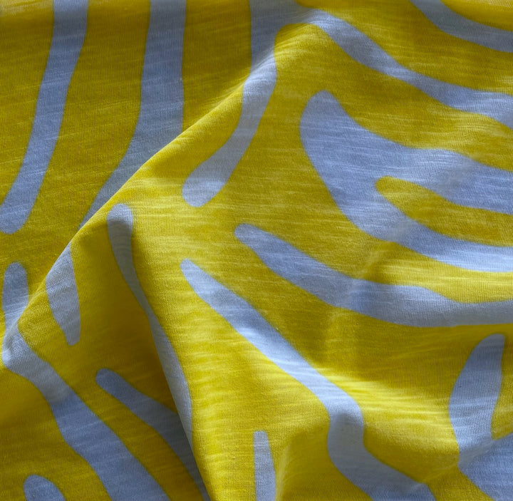 Lemon Yellow & Palest Blue Mist Cotton Tissue Jersey Knit (Made in Japan)