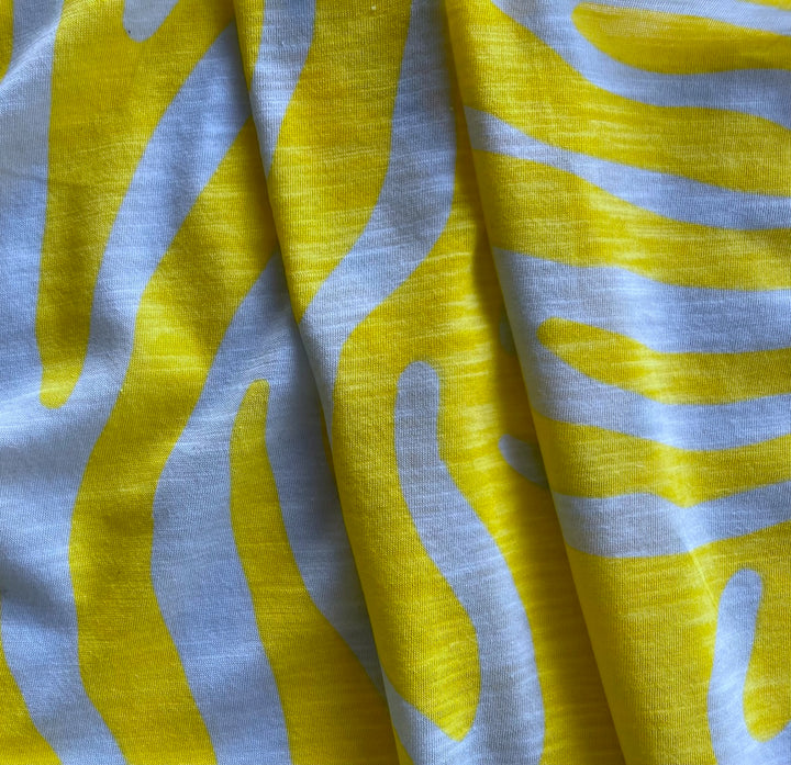 Lemon Yellow & Palest Blue Mist Cotton Tissue Jersey Knit (Made in Japan)