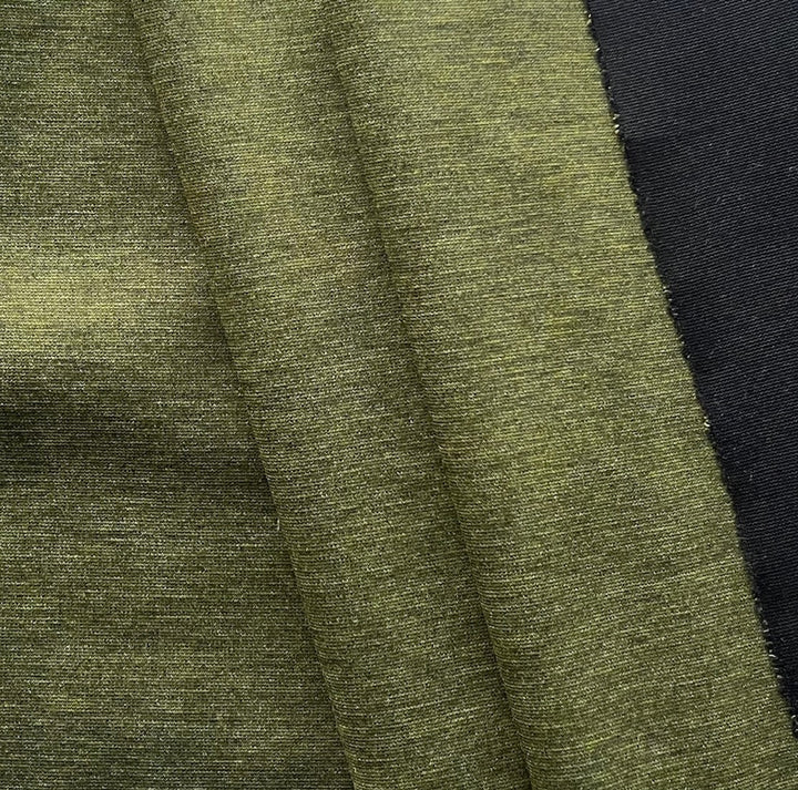 Heathered Citrus Olive Green Rayon Viscose Blend Ponte Double-Knit (Made in Italy)