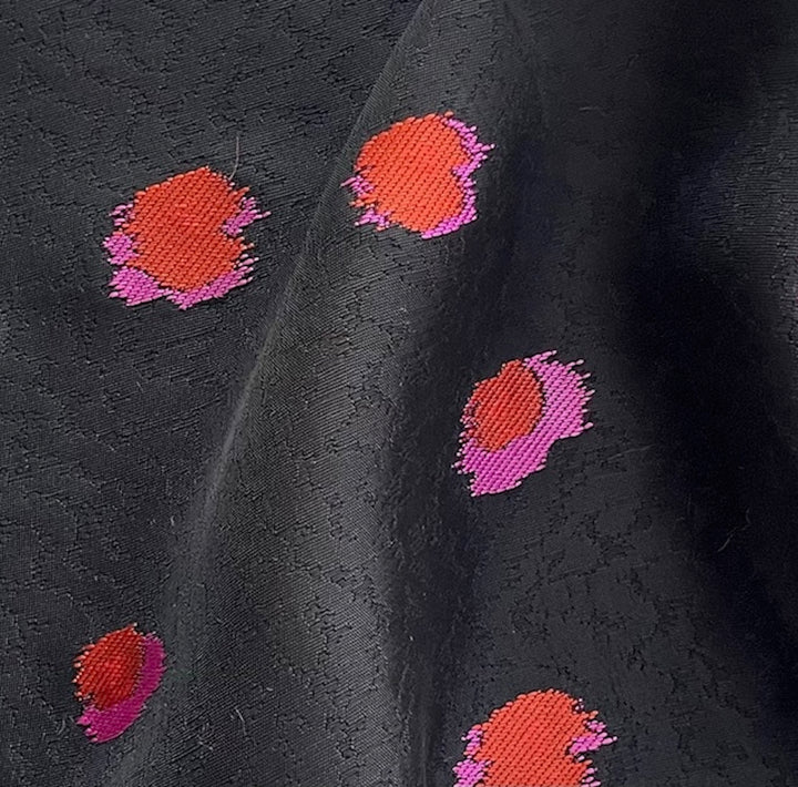 Designer Mid-Weight Vermilion & Hot Pink Viscose Blend Fil Coupé Brocade (Made in Italy)