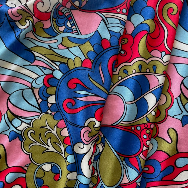 Light-Weight Retro-Inspired  Psychedelic Polyester Knit (Made in Italy)