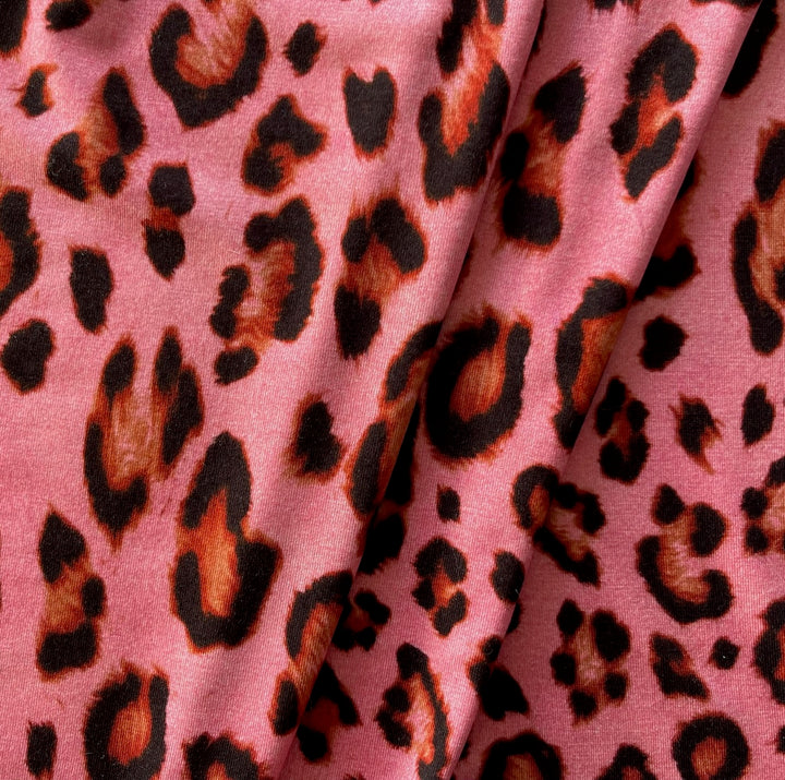 Drapey Taffy Pink Leopard Viscose Jersey Knit (Made in Italy)