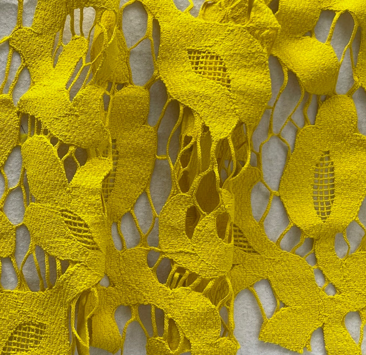 Chic Daffodil Yellow Floral Corded Polyester Lace Fabric