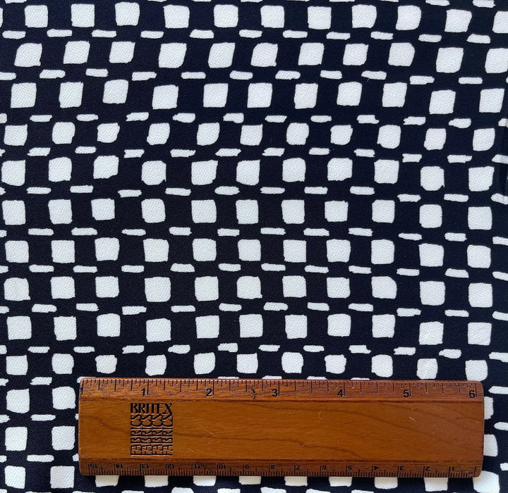 Black & White Modified Checkerboard Stretch Rayon Viscose Crepe (Made in Italy)