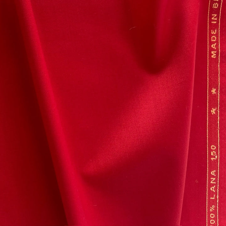 Lipstick Red Selvedged 150s Wool Suiting  (Made in Italy)