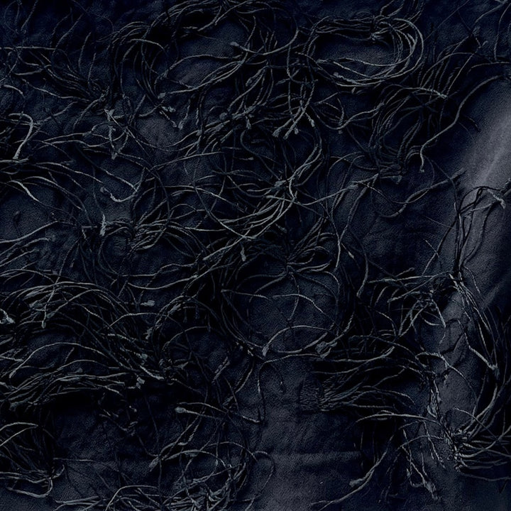 3-D Ebony Black Tassels Rayon Viscose Blend (Made in Italy)