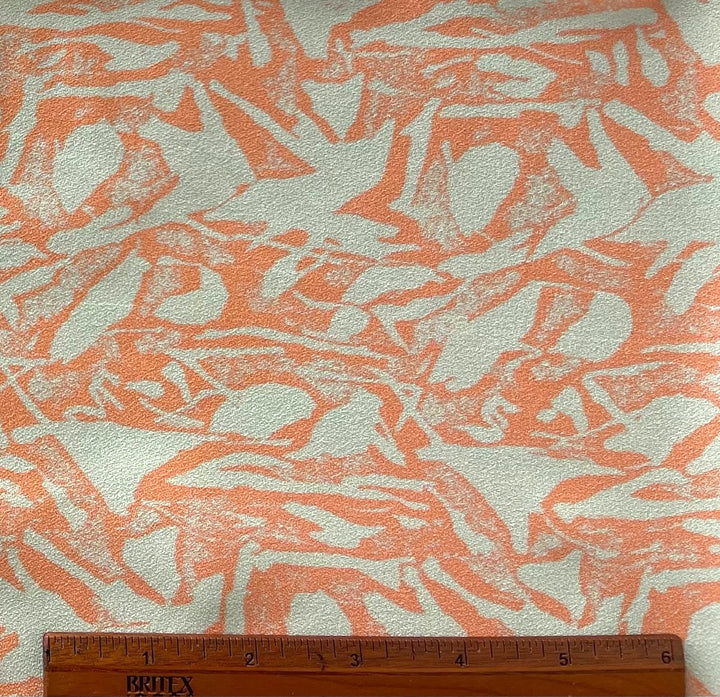 Light-Weight Persimmon & Beige Rayon Viscose Crepe  (Made in Italy)