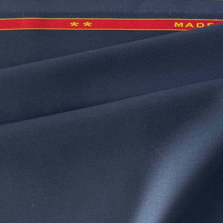 Anchors Aweigh Navy Blue Selvedged Super 170s Wool Twill Suiting (Made in Italy)