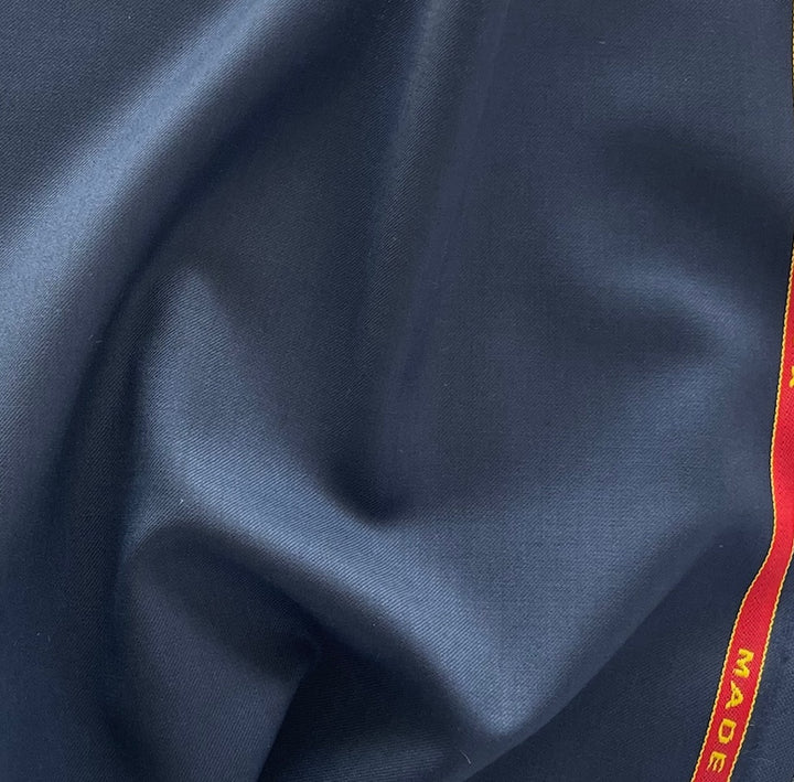 Anchors Aweigh Navy Blue Selvedged Super 170s Wool Twill Suiting (Made in Italy)