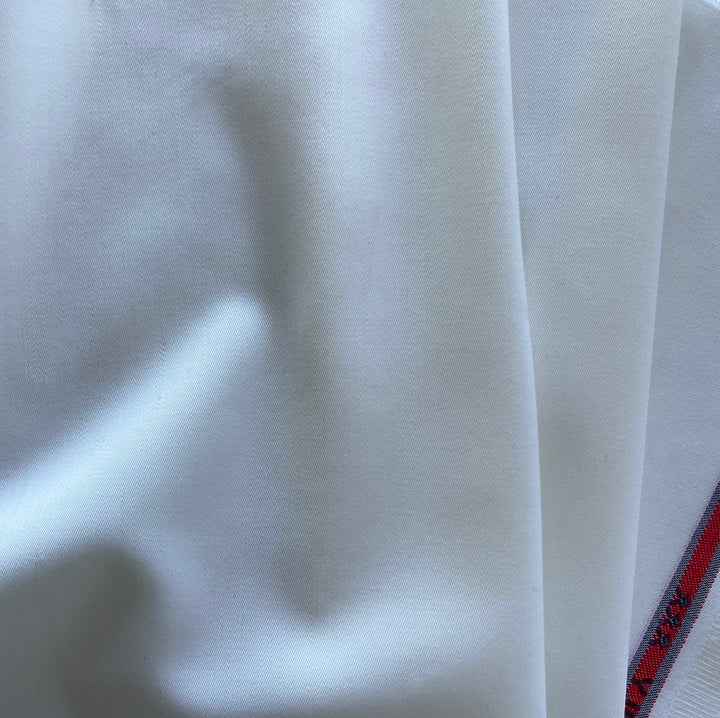 High-End Light to Mid-Weight Dyed White Selvedged Wool Faille Suiting (Made in Italy)