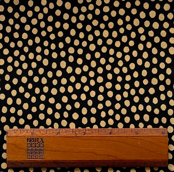 Light-Weight Dotted Burnt Sugar & Black Stretch Rayon Viscose Crepe (Made in Italy)