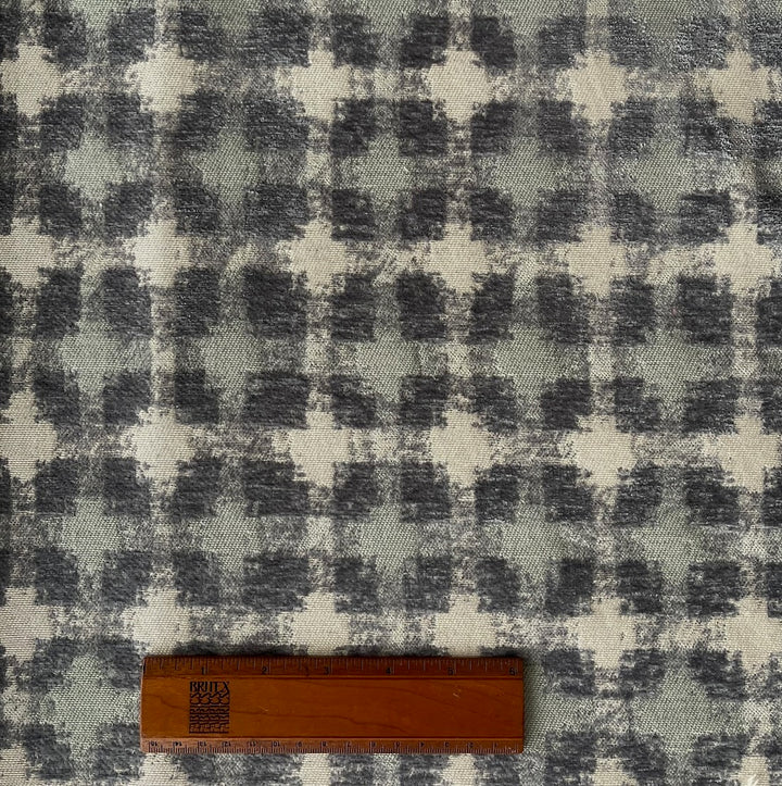 Agate Green & Smoke Faux Check Cotton Blend Velvet & Canvas (Made in Turkey)