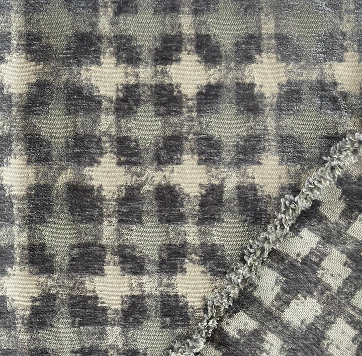 Agate Green & Smoke Faux Check Cotton Blend Velvet & Canvas (Made in Turkey)
