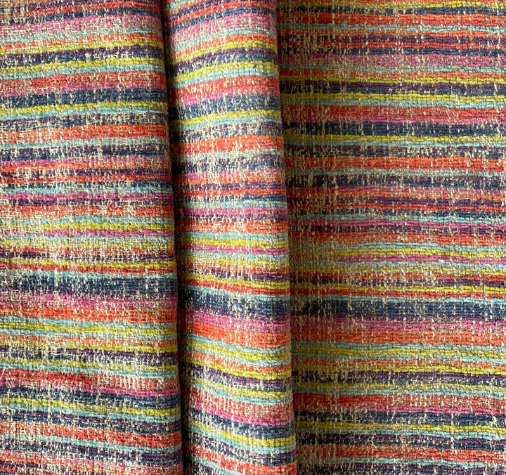 Stratified Distressed Stripe Polyester & Viscose Blend (Made in Turkey)