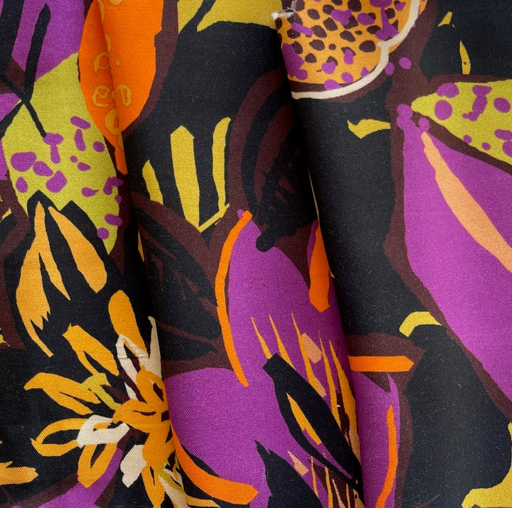 Sultry Tropical Heat Wave Flowers Rayon Challis