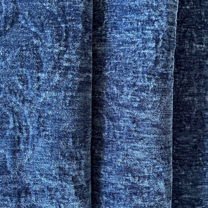 Indigo Crushed Cotton Blend Velvet Chenille Jacquard (Made in Turkey)