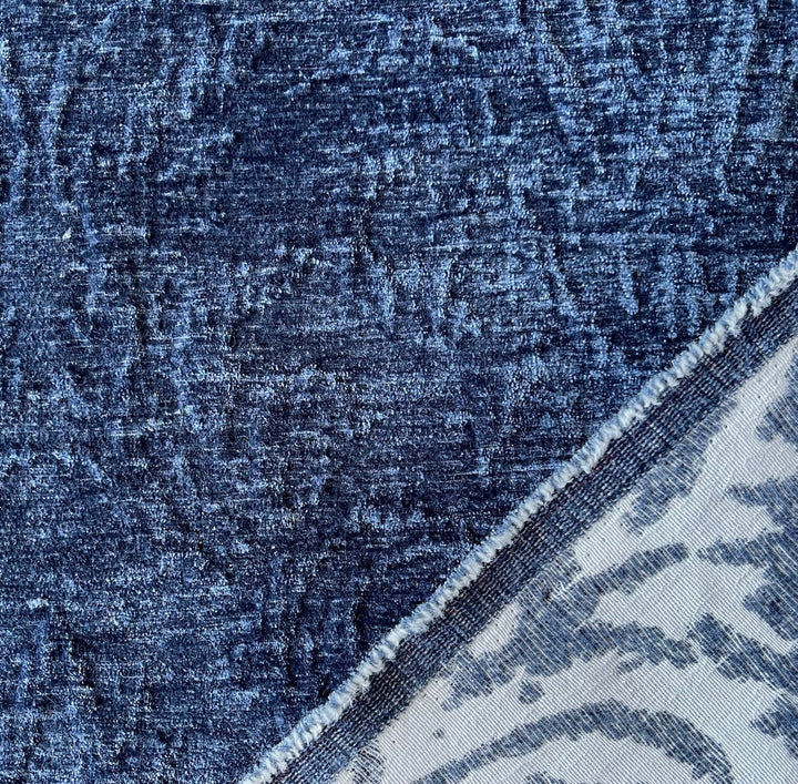 Indigo Crushed Cotton Blend Velvet Chenille Jacquard (Made in Turkey)