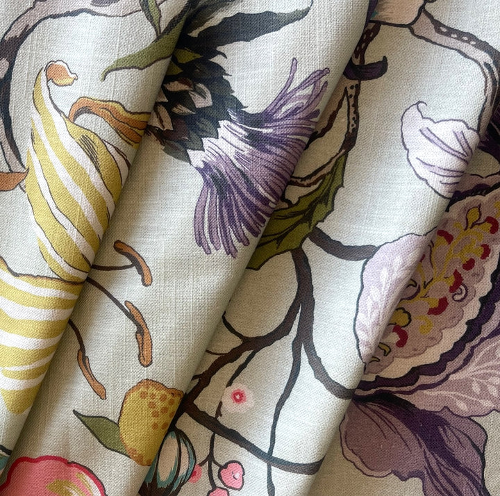 Stunning Lush Floral Pale Sage Linen Blend (Made in England)