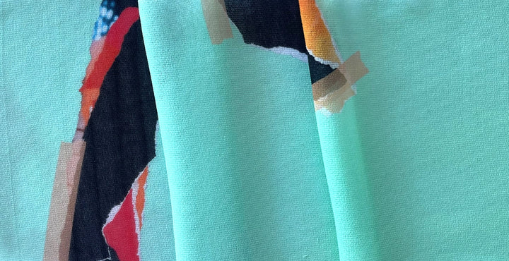 Semi-Sheer Sophisticated Spearmint Abstraction Polyester Basketweave Gauze (Made in Italy)