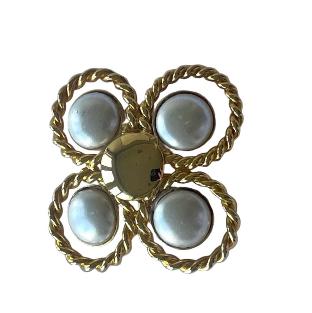 Roped Pearl & Gold Metal Button (Made in Germany)