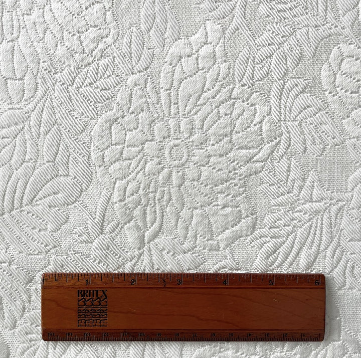 Mid-Weight Floral Soft White Cotton & Rayon Mock Matelassé