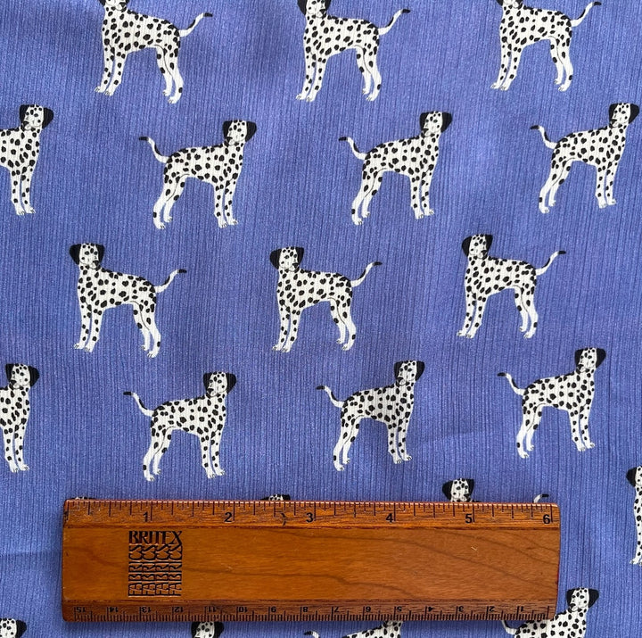 Semi-Sheer Posing Dalmatians Azure Crinkled Polyester Chiffon
