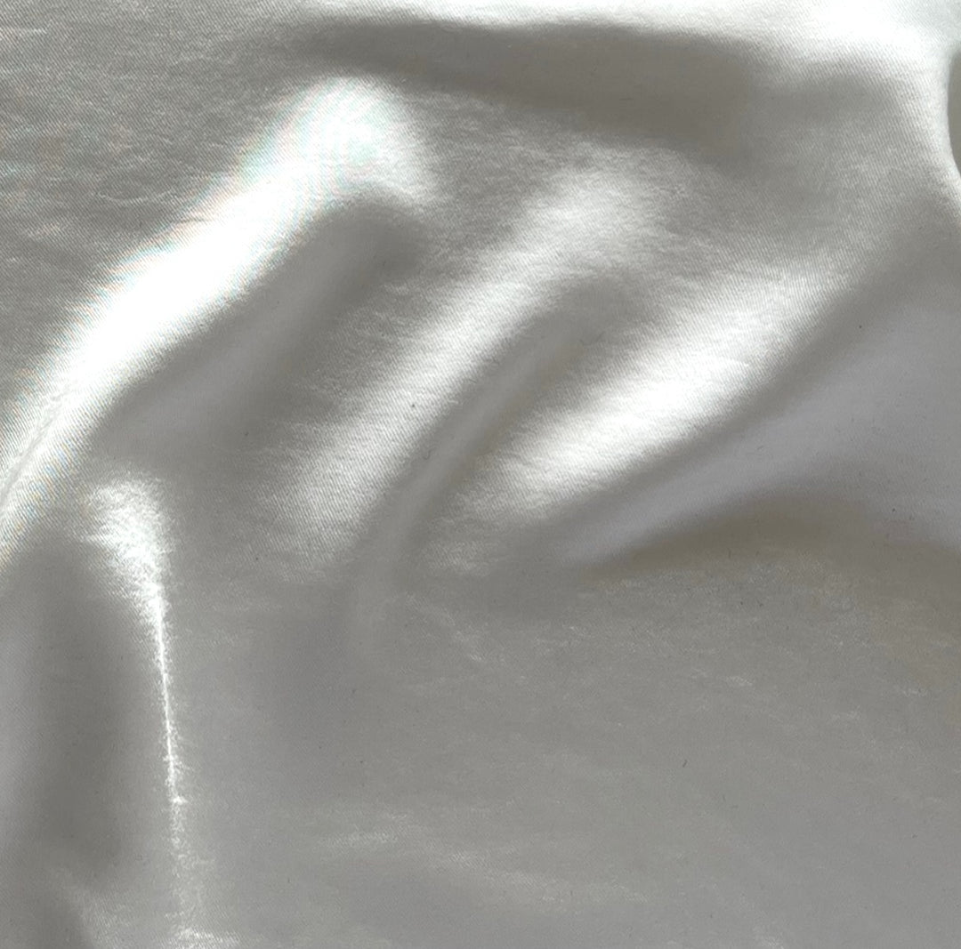 Fluid Subtly Hammered Bright White Stretch Polyester Satin