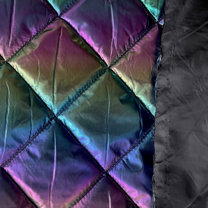 Rainbow Iridescent Metallic Quilted Polyester (Made in the Netherlands)