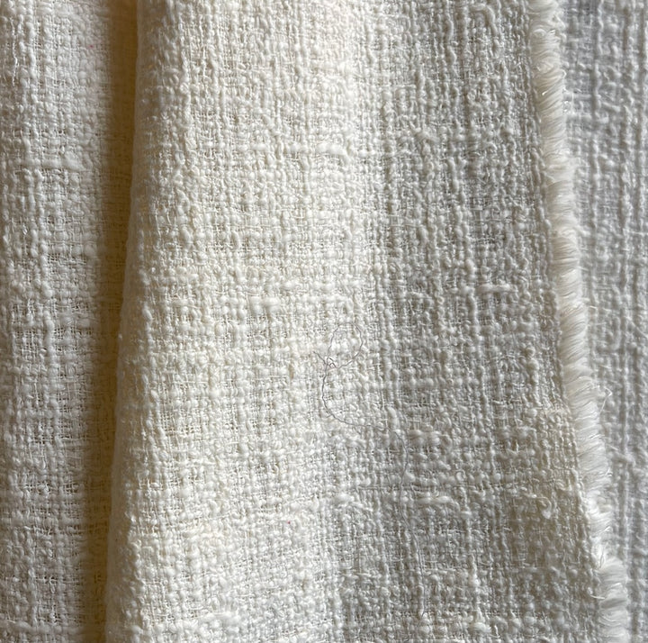 Moschino Summery Ivory Egg Shell Cotton Blend Bouclé (Made in Italy)