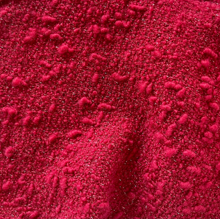 Mid-Weight Tomato & Gold Metallic Wool Blend Bouclé (Made in Italy)