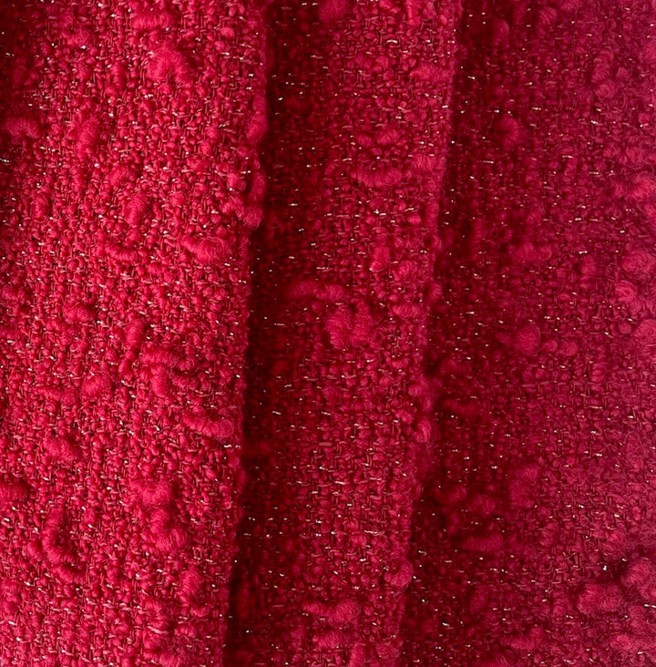 Mid-Weight Tomato & Gold Metallic Wool Blend Bouclé (Made in Italy)
