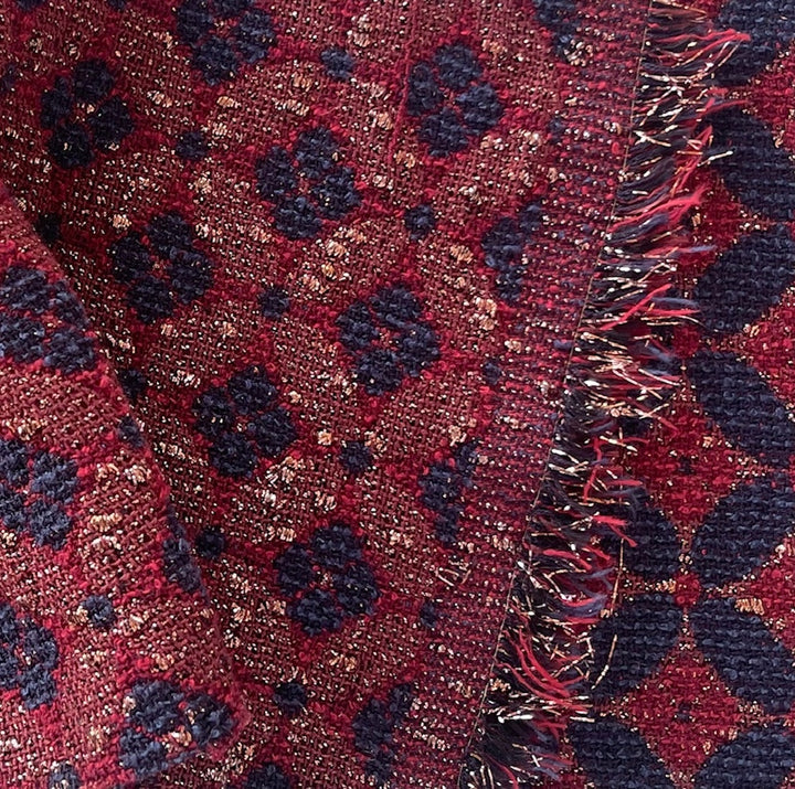 Gucci Midnight Navy Diamonds & Brick Cotton Blend Bouclé (Made in Italy)