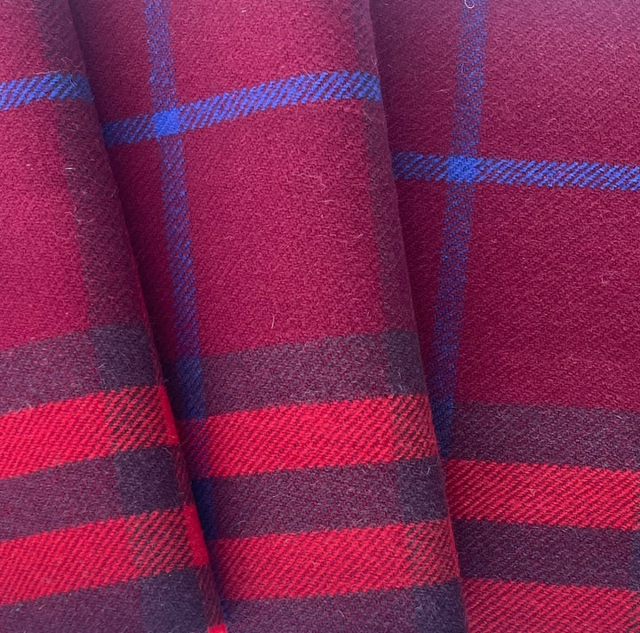 Designer Mid-Weight Sunrise Sangria  Backed Virgin Wool Large-Scale Plaid (Made in Italy)