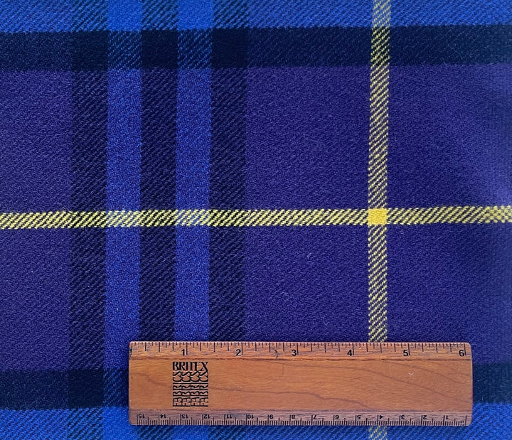 Designer Mid-Weight Designer Azure Indigo Backed Virgin Wool Large-Scale Plaid (Made in Italy)