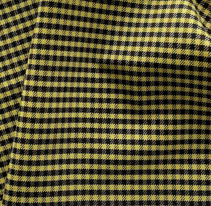 Mid-Weight Bumblebee Checked Stretch Wool Blend Twill (Made in Italy)