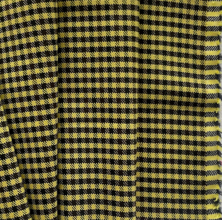 Mid-Weight Bumblebee Checked Stretch Wool Blend Twill (Made in Italy)