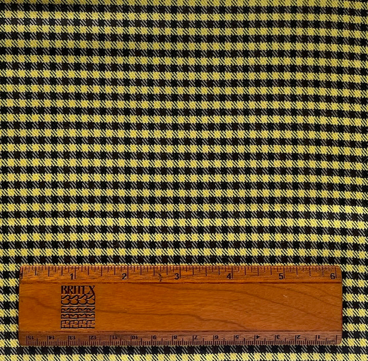 Mid-Weight Bumblebee Checked Stretch Wool Blend Twill (Made in Italy)