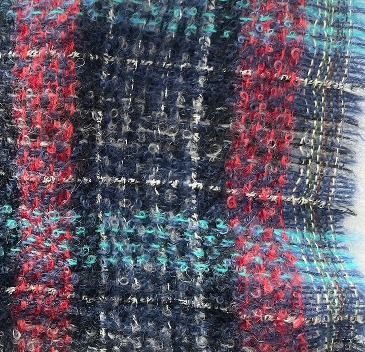 Couture Ethereal Scarlet & Turquoise Mohair Blend Bouclé (Made in Italy)