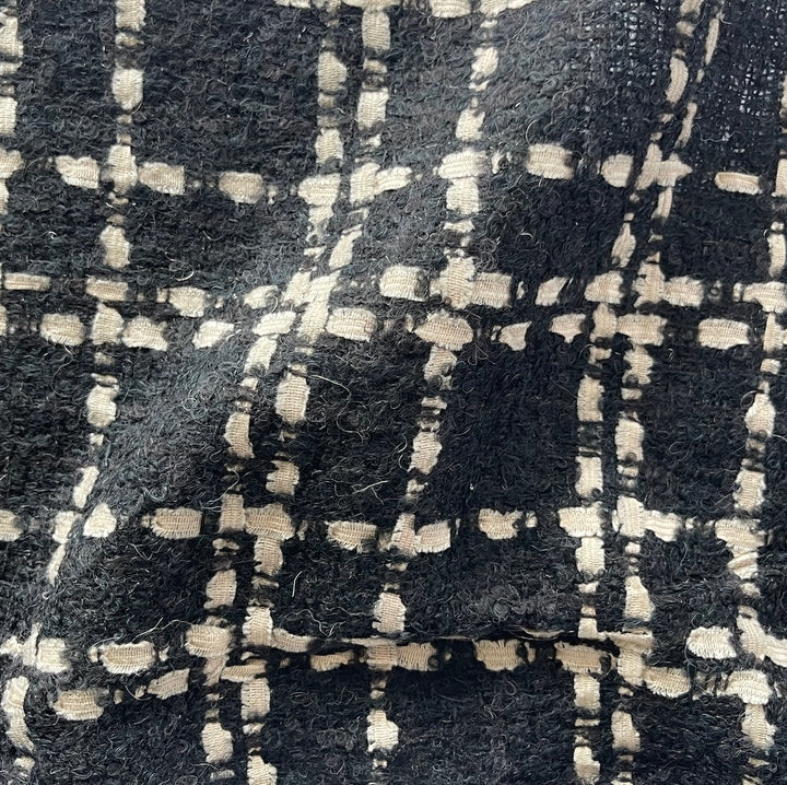 Couture Exquisite Storm Cloud Black & Oyster Wool Blend Bouclé (Made in Italy)