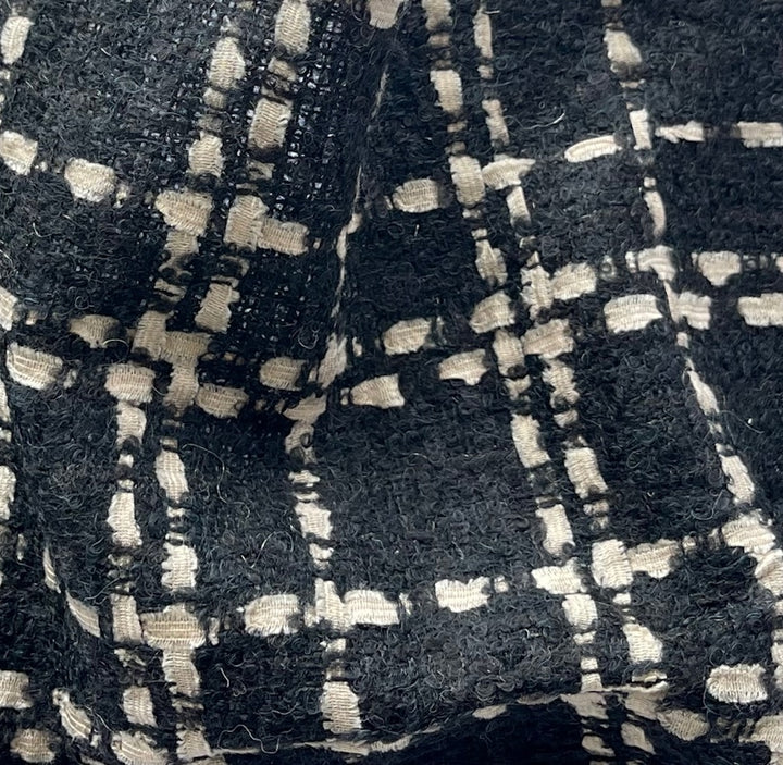 Couture Exquisite Storm Cloud Black & Oyster Wool Blend Bouclé (Made in Italy)